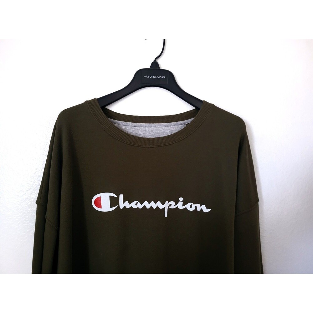 CHAMPION Men's Big & Tall Crewneck Pullover Sweatshirt (4XL) Army Military Green - Picture 3 of 7